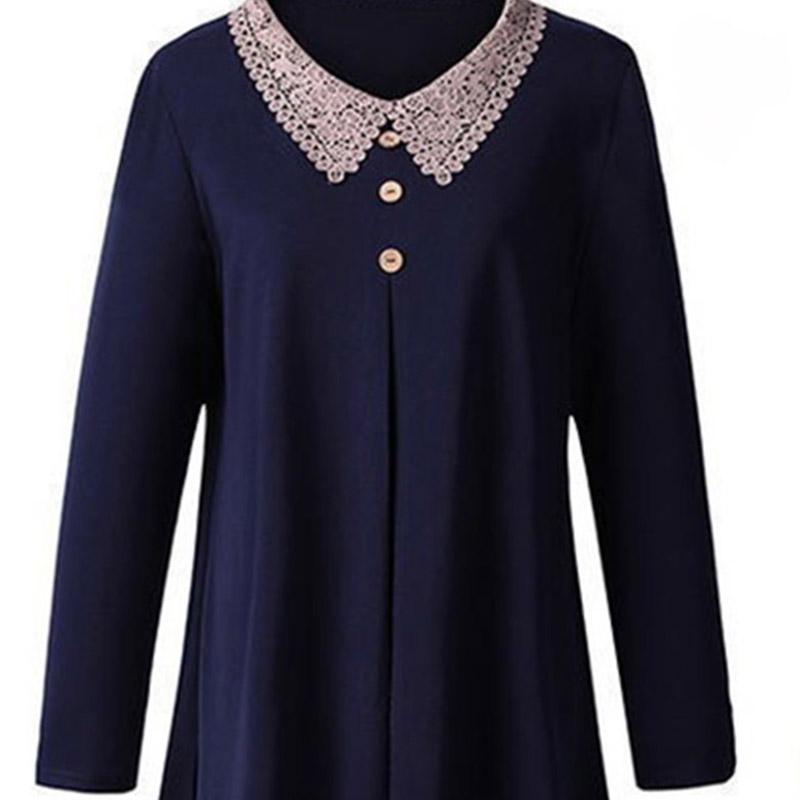 Весенне-осенняя одежда для мам, свободная футболка большого размера с длинными рукавами, нижняя рубашка в западном стиле, топ