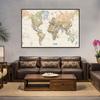 The World Political Map Retro Non-woven Canvas Painting Wall Art Poster Classroom Home Decor Children School Supplies