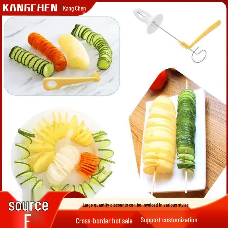 Tornado Potato Spiral Cutter - Hand-Cranked BBQ Skewer Slicer