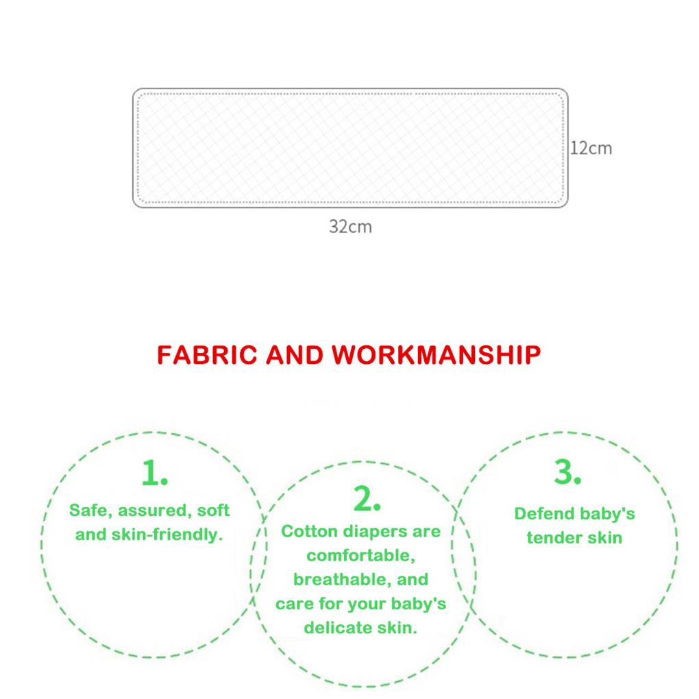 Pack of 10 Muslin Cloths Craftsmanship Supple To Skin-friendly Detachable Cotton Diaper Reusable No Leakage Baby Nappy