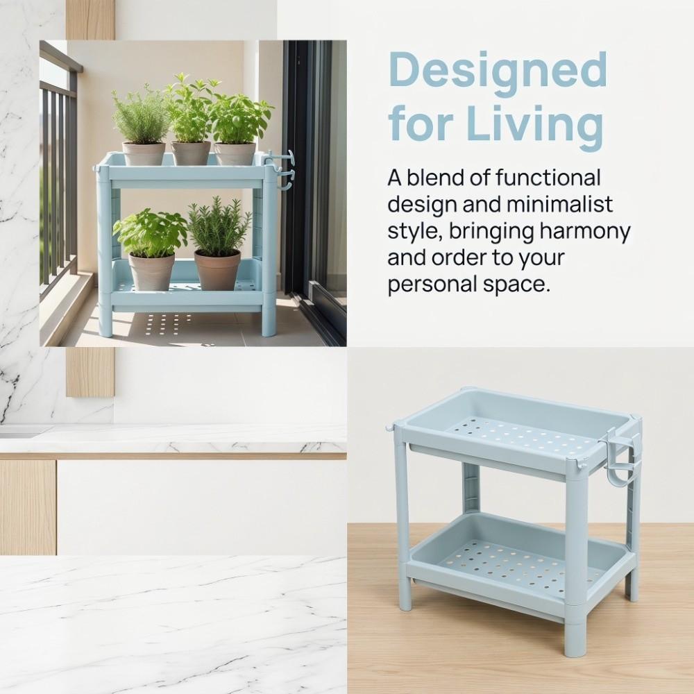 Plastic Bathroom Storage Open Shelf Unit 2 Tier Storage Rack Bathroom Kitchen Living Room Bedroom