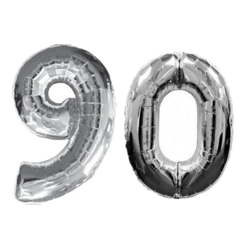 32-дюймовые золотые и серебряные шары-цифры 10 20 30 40 50 60 70 80 90 лет для детского и взрослого дня рождения, юбилея, вечеринки