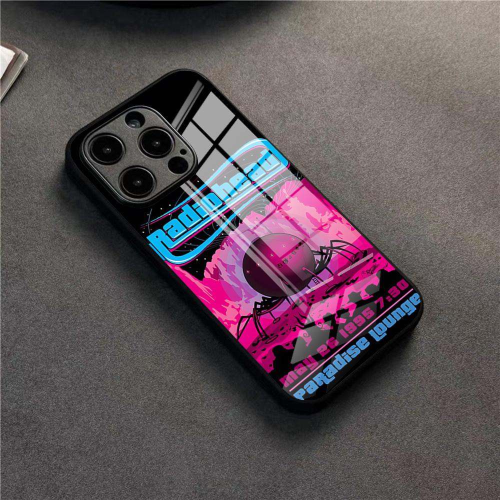 Арт-рок группа Radiohead Музыкальный чехол для телефона для 17 Pro Max IPhone 16 Pro 14 12 11 13 Mini X XR XS 15 Plus SE Стеклянная крышка
