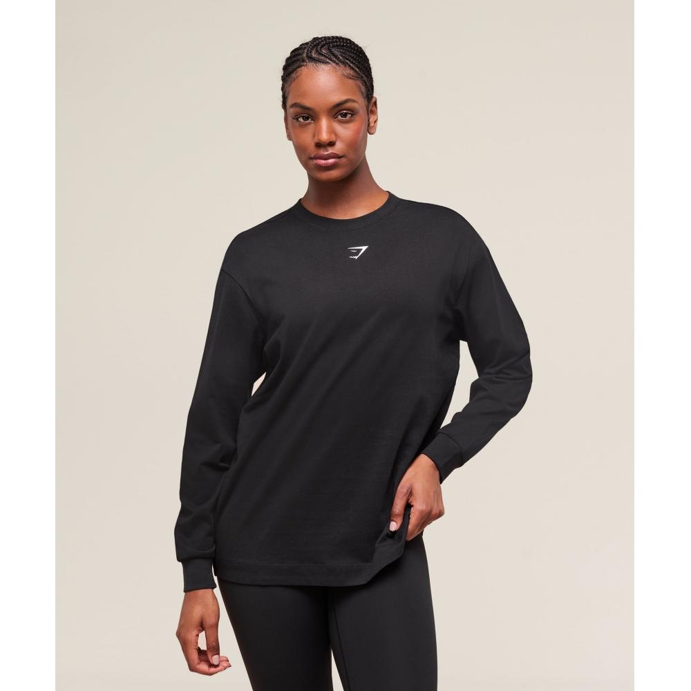 Gymshark Trace Graphic Long Sleeve Top Black B4b3t Bb2j