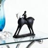 Abstract Man Black White Horse Figurine Modern Minimalist Artistic Horse Statue Resin Sculpture Home