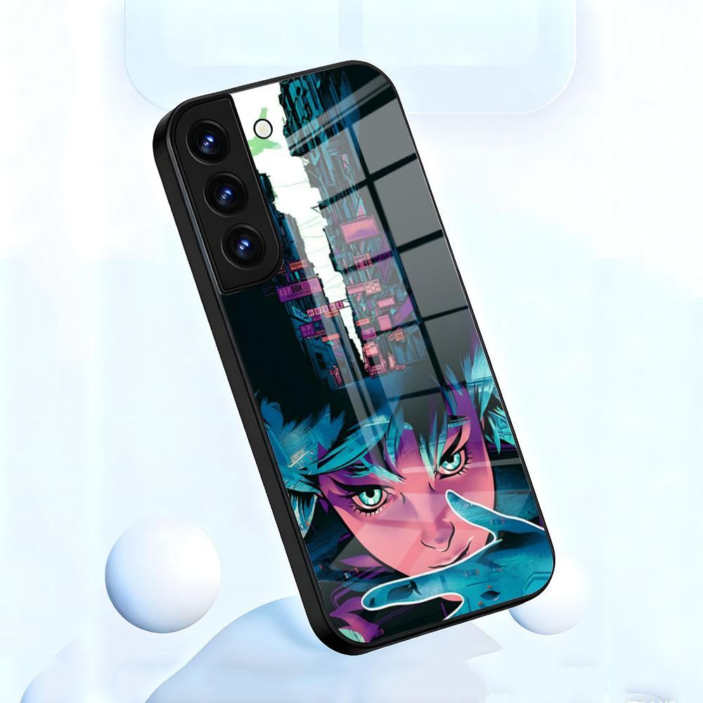 Чехол для телефона Anime G-ghost In The S-shell для Samsung S26 S25 S24 FE S23 S22 S21 Plus S20 Ultra Note20Ultra Черная стеклянная крышка