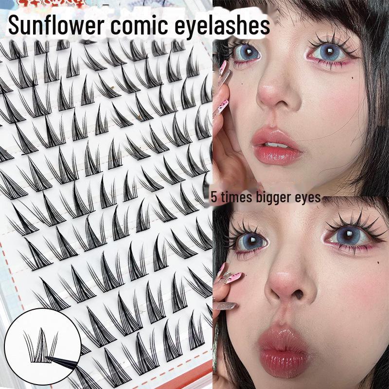 "Ten Pairs of Voluminous Sunflower False Eyelashes: Barbie-Style, Natural-Looking, Thick Simulation Lashes"