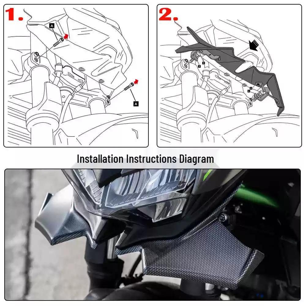 Kawasaki Z650 Wind Deflector Front Spoiler (2021-2025) - Carbon Fiber Grain