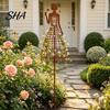 Rustproof Metal Flower Stand Vintage Lady Trellis, Iron Girl Shaped Garden Plant Support Stake, Outdoor Stake Climbing Vine Decorative Yard