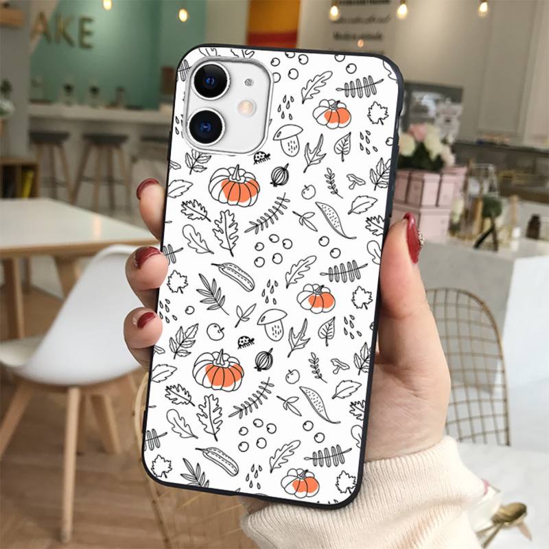 Pumpkin happy autumn fall leaves Phone Case for iphone 13 8 7 6 6S Plus X 5S SE 2020 XR 11 12 mini pro XS MAX