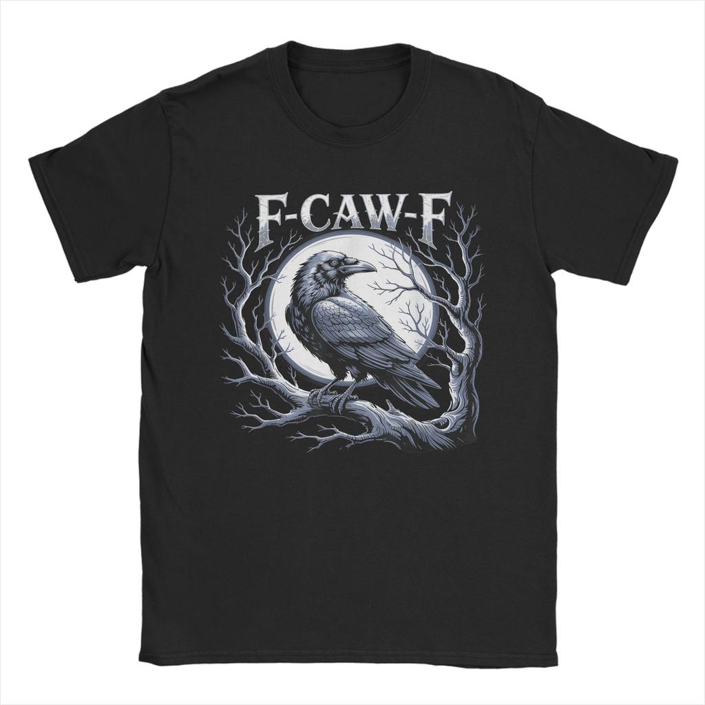 F-Caw-F Black Crow Pun Funny Bird Cawing Grunge T Shirt Popular T-Shirts Short Sleeve Funny Tops O Neck Oversize Tees