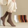 Women Mid-calf Socks High Elastic Breathable Socks Sweat-absorbent Stockings Soft Solid Color Bootie Socks Thick