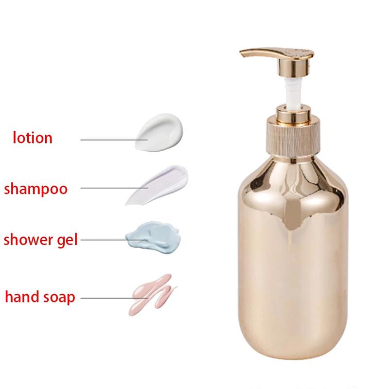 Electroplating Shampoo Bottle PET Press Type Lotion Empty Bottle Bathroom Shower Gel Large-Capacity Soap Dispenser