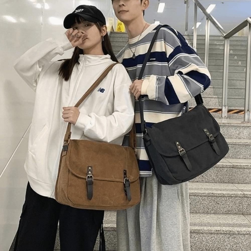 Japanese Style Shoulder Bag Vintage Canvas Bag Versatile Cross-body Bag Outdoor Activities