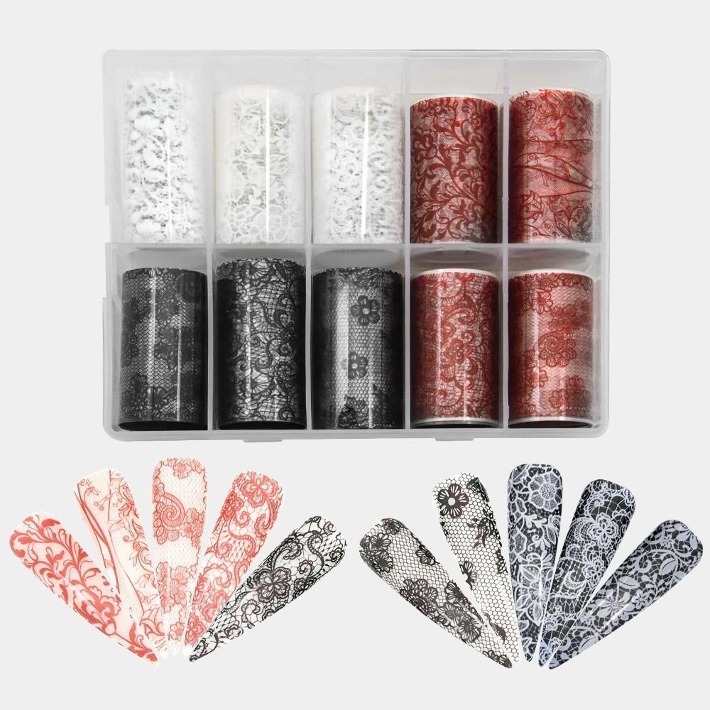 Laser Nail Stickers Black White Nail Decals Professional Nail Foils Nail Decoration