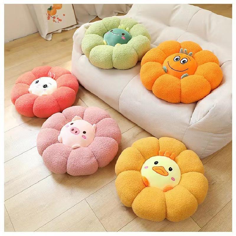 Plush Teddy Toy Animal Cushion Embroidered Design Children Room Nook Reading