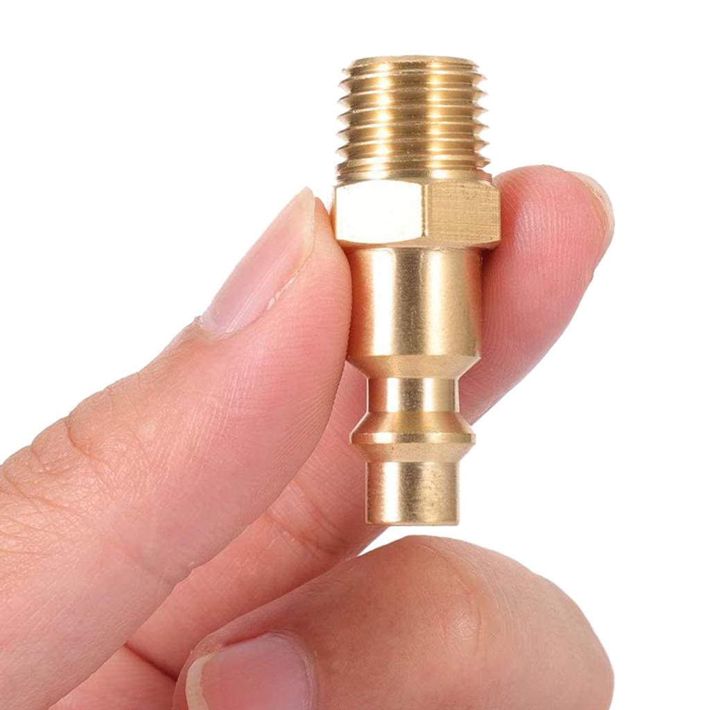 10 Pcs 1/4inch NPT Brass Male Air Hose Quick-Connect Adapter Air Tool Compressor Fitting Male Brass Plug Connector