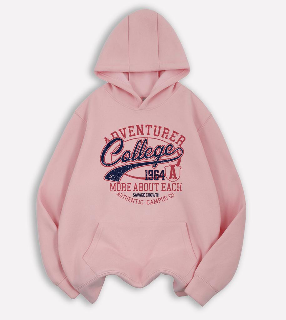 College Authentic Campus Print Autumn Hoodies Man Casual All-Match Pullover Hip Hop Soft Long Sleeve Unisex Vintage Loose Hoody