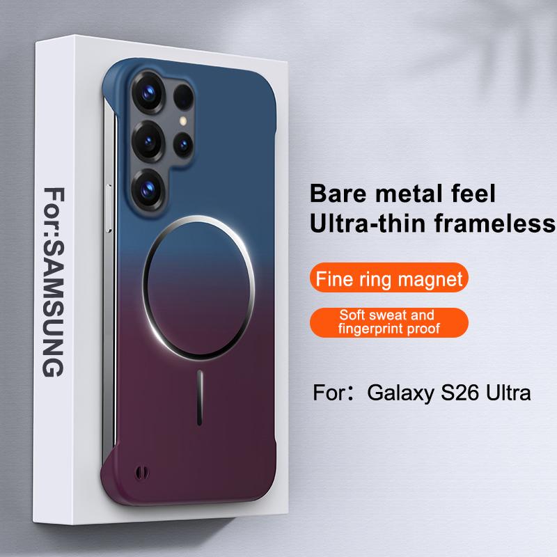 Для Samsung Galaxy S26, S26 Plus, S26 Ultra, S25, S25 Ultra безрамочный металлический чехол для телефона с магнитным креплением, гладкая поверхность