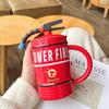 Fire Extinguisher Ceramic Cup Creative Personality Trendy Design Office Coffee Mug Funny Cup with Lid and Spoon 480ml