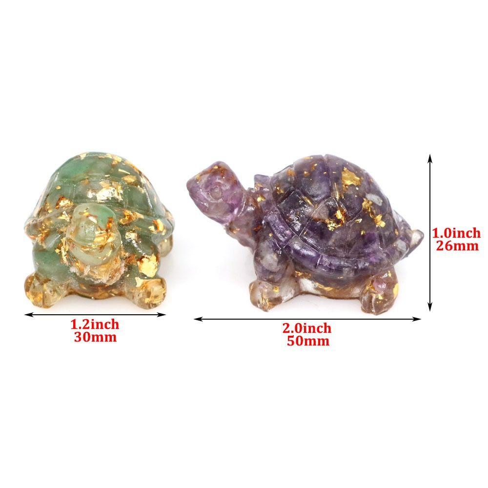 Stones Sculpture Animals Crystal Epoxy Turtle Statue Tortoise Natural Pocket Tortoise Figurine Crystal Epoxy Office