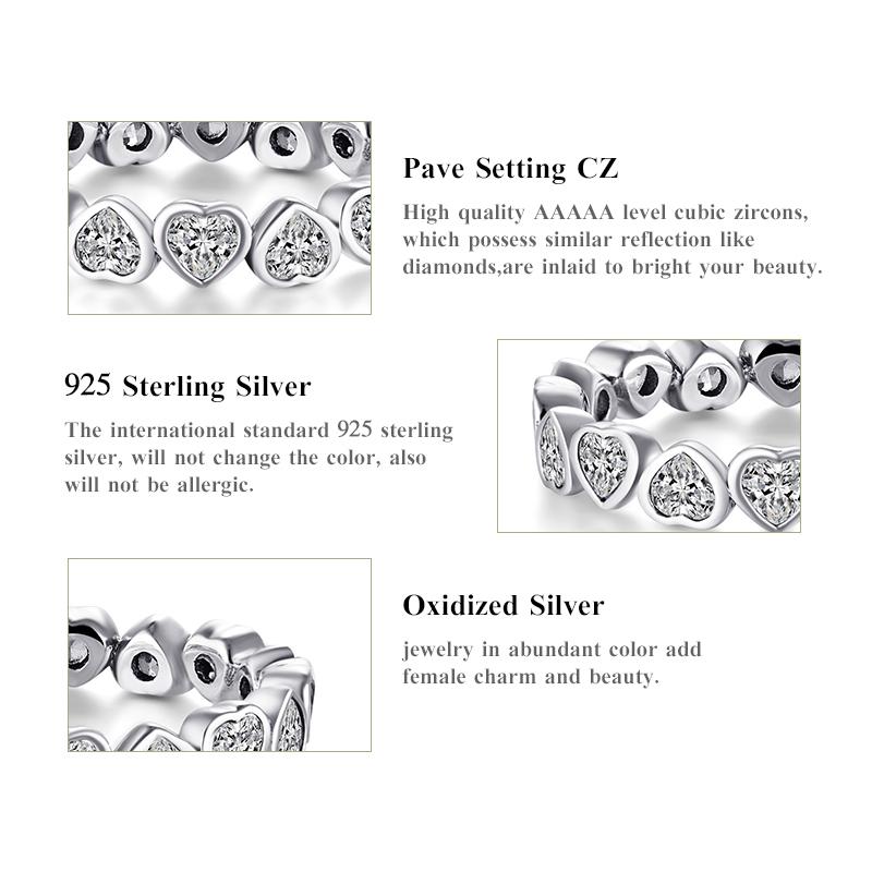 MODIAN Ювелирные изделия с кубическим цирконием, стерлинговое серебро 925 пробы, кольцо с сердечками к сердечкам, кольцо с имитацией вечности, кольца, ювелирные изделия для женщин