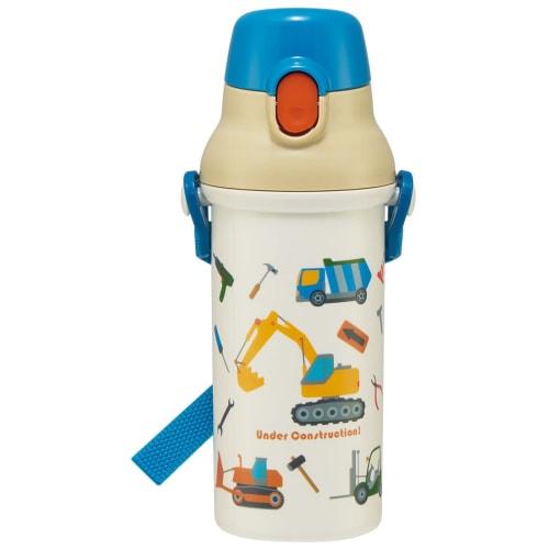 Skater Children's Water Bottle, 480ml, Direct Drinking, Plastic, One-Touch Operation, Dishwasher Safe, Made in Japan, Work Vehicles, PSB5SANAG-A