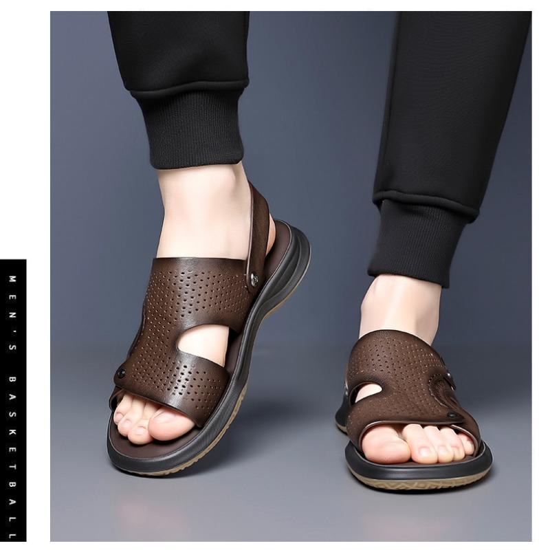 Fashion Summer Fashion Leather Soft Soled Men's Sandals Designer Leather Casual Beach Men Shoes Platform Slippers Male Zapatillas Hombre