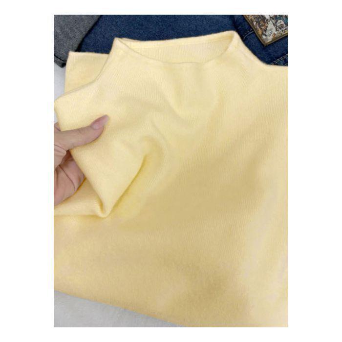 Autumn 2024 Women's Semi-High Neck Soft Sweater: Slim Fit Straight Shoulder Knit