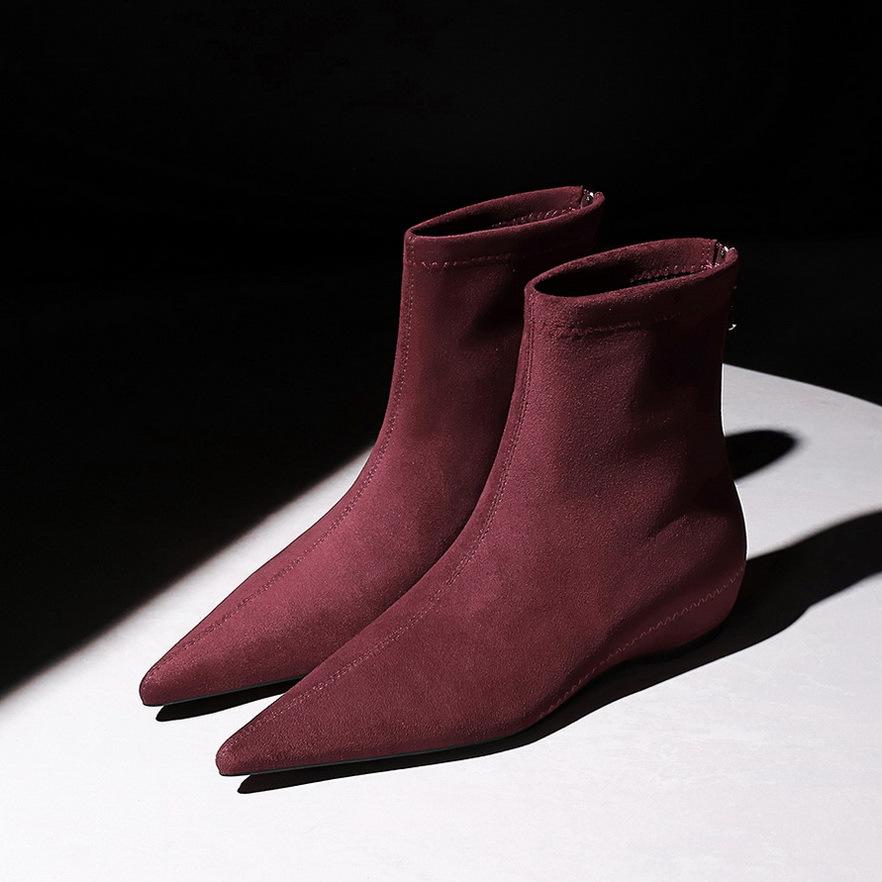 Ботильоны TRAF Vintage Brown Suede для женщин, модные короткие ботинки с острым носком и внутренним каблуком, зимняя обувь 2024 года, современная женская обувь