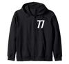 Number Seventy Seven #77 Sports Team Uniform Birthday 77 Zip Hoodie