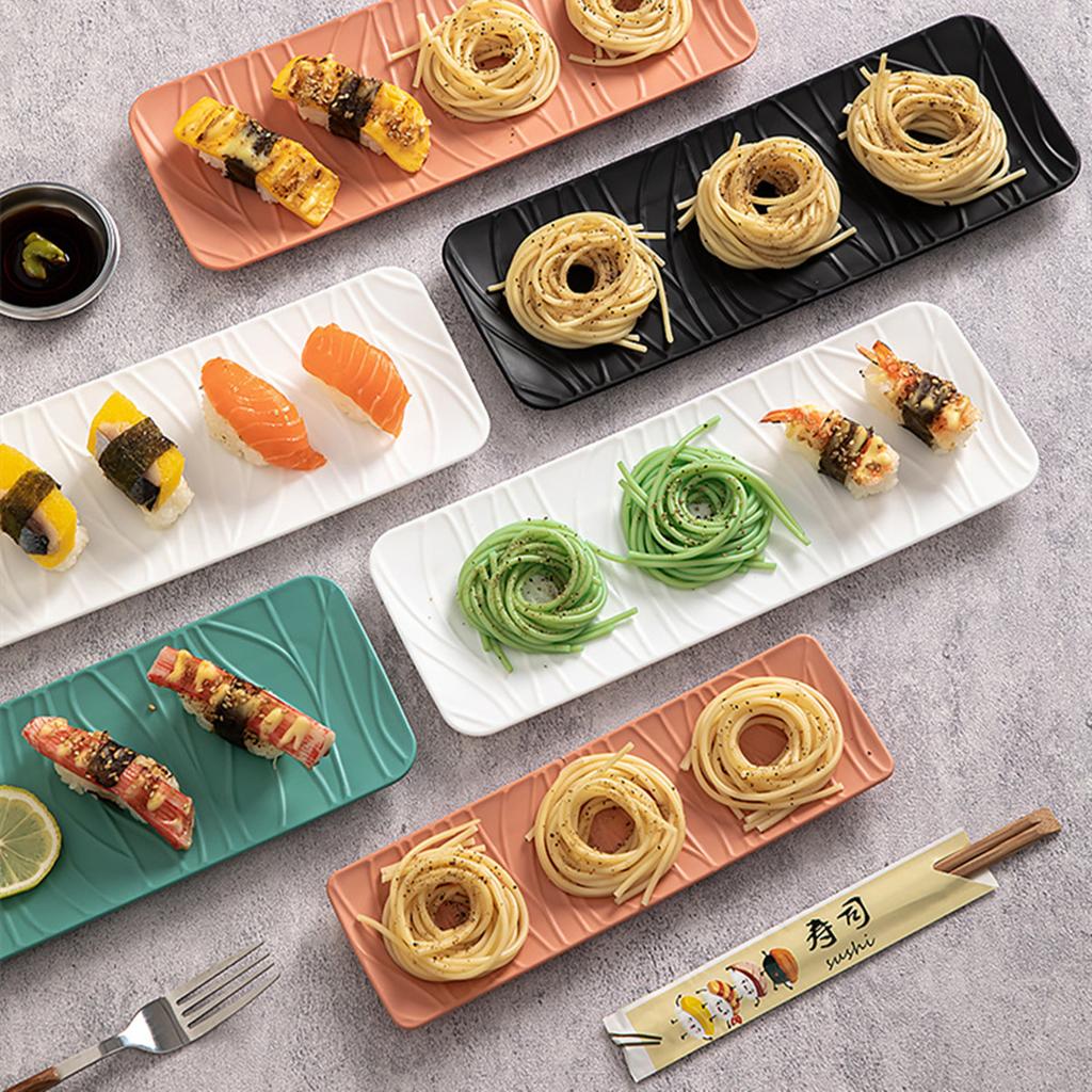 1/2 Белые прямоугольные тарелки с узором дерева из полипропилена, для суши, десертов, закусок, фруктов, послеобеденного чая и западных блюд, для дома, кафе, ресторана