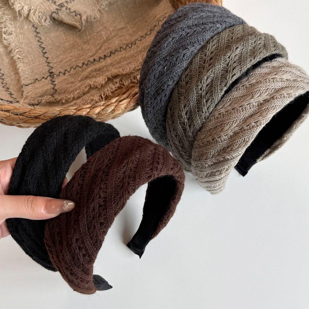 Wide Edge Knitted Headband Knit Warm Hair Band Sweet Woolen Hairband Outdoor