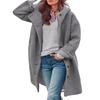Fall Winter Women Overcoat Hooded Single-breasted Pockets Long Sleeves Windbreaker Mid Length Thick Warm Windproof