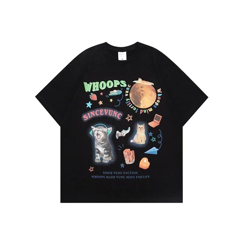 Парная одежда Rock Puppy Кролик Каваи Женская футболка Y2k Мода Блузка Харадзюку Уличная одежда Топы с принтом кошки Женская одежда