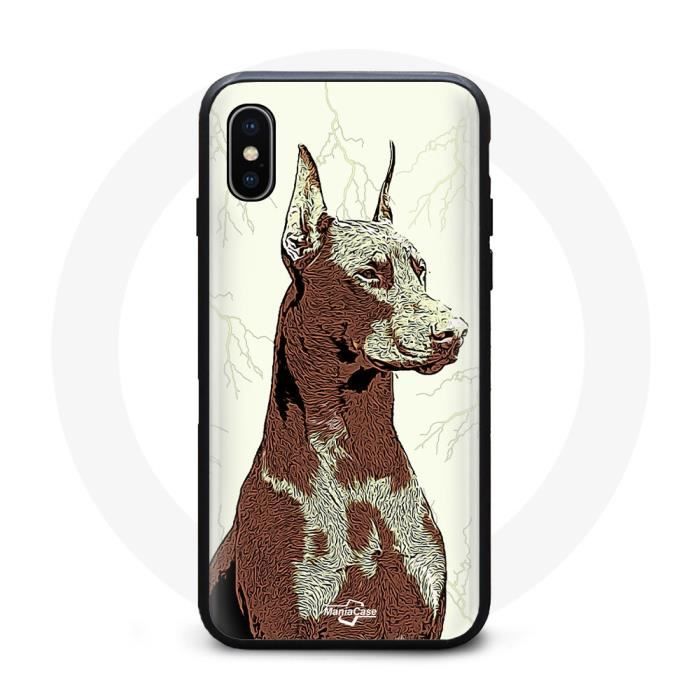 Coque Souple - MANIACASE - Iphone XS Max - Noir - Motif Doberman - Mixte