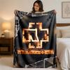 Rammstein Print Flannel Blanket Cozy Lightweight Plush Throw Blanket For Bed Sofa Household Use
