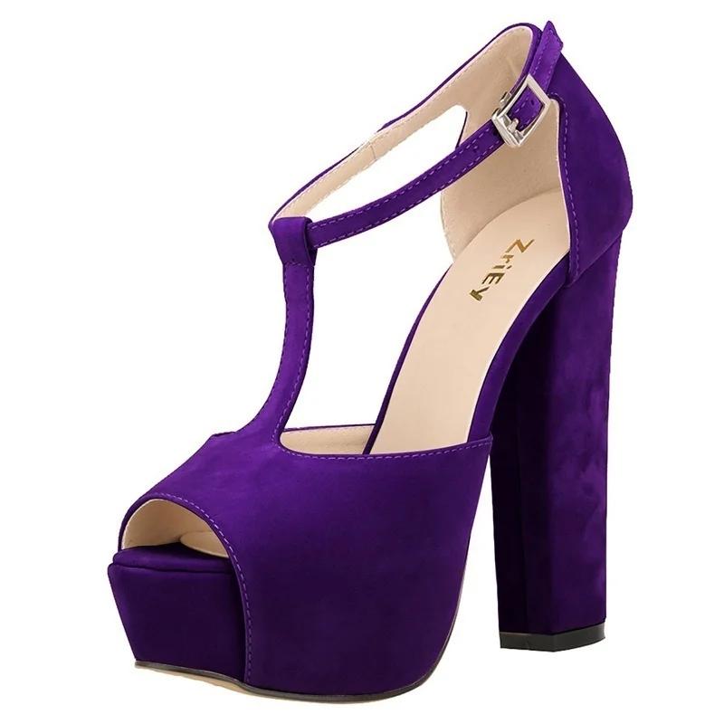 Женские летние сексуальные туфли-босоножки с открытым носком на высоком каблуке с ремешком и пряжкой, модные туфли на толстой платформе, свадебные туфли, сандалии женские 817A-001