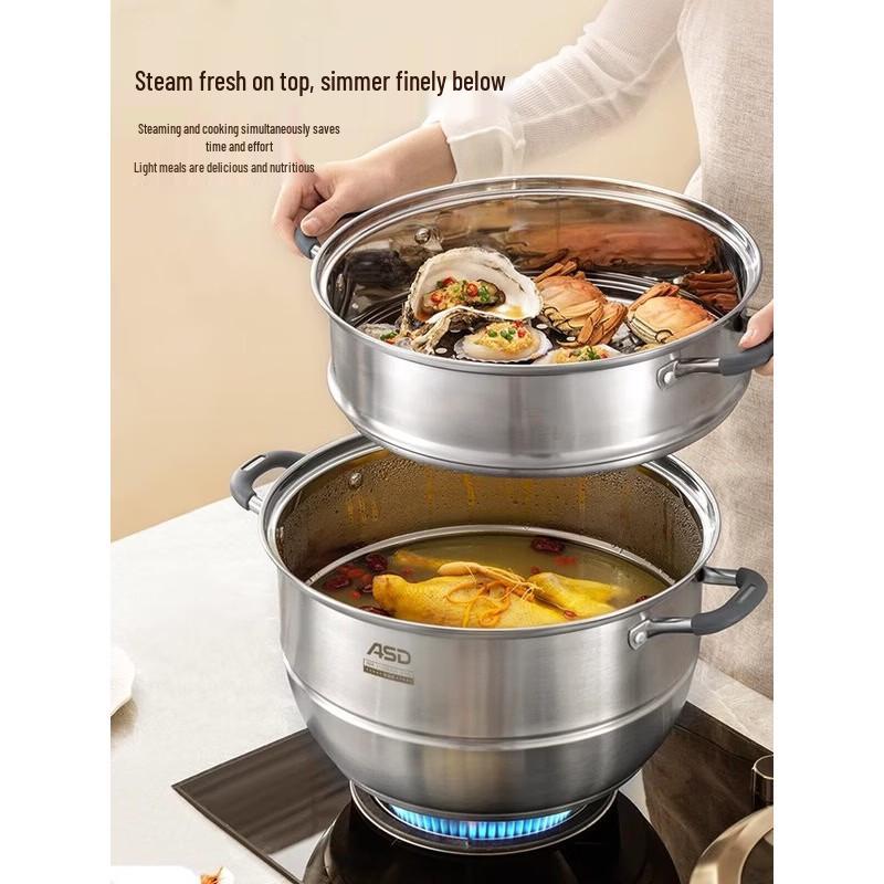ASD 32CM 3-Layer 304 Stainless Steel Steamer Pot