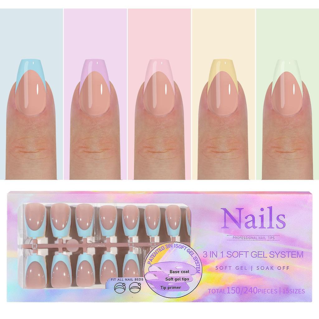 Manicure Wearable Nail French No Tracse Wearable Nail Removable Manicure French Wearable Manicure Fake Nail Stickers