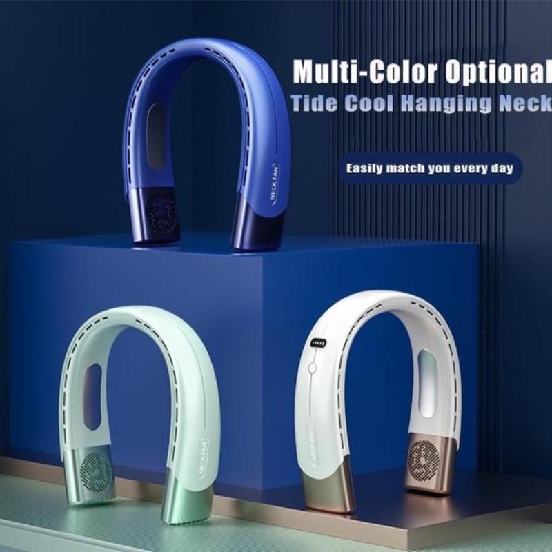 Портативный охлаждающий полупроводниковый вентилятор для шеи, перезаряжаемый, 4000 мАч, без лезвия, подвесной вентилятор для шеи (1200/4000 мАч, два размера)