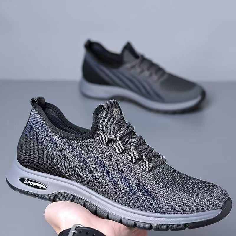 Новая весенне-осенняя мужская обувь, кроссовки из летящего трикотажа, легкие, дышащие, с мягкой подошвой, удобные студенческие кроссовки для бега, универсальная повседневная обувь