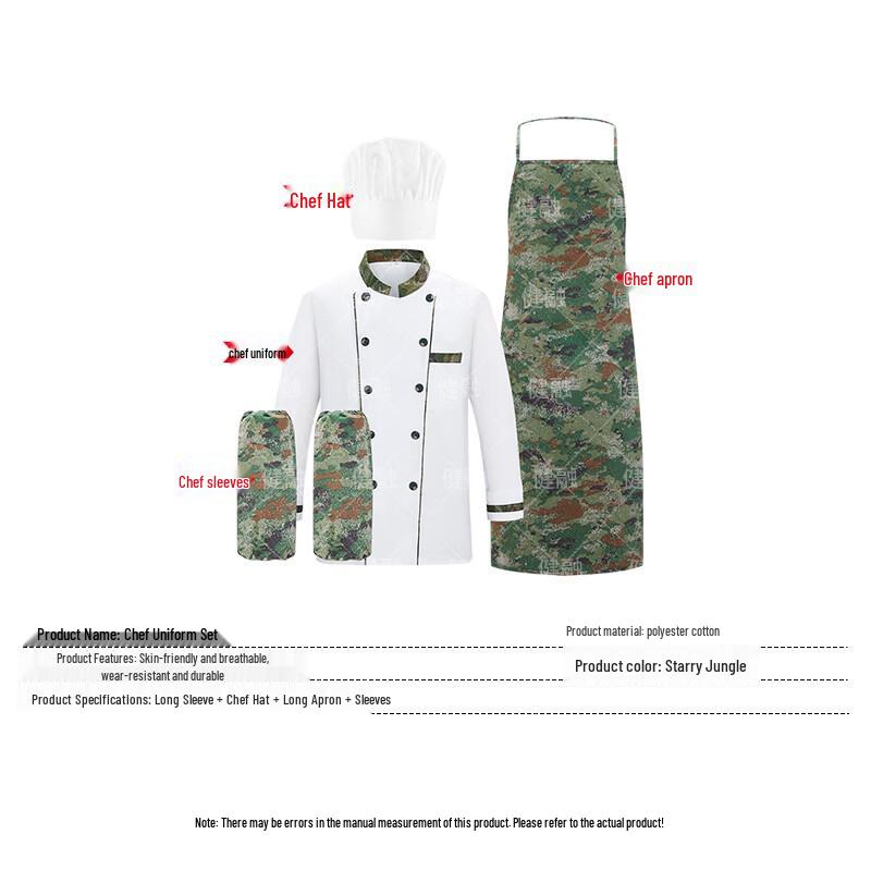 Thickened Long-Sleeve Chef Uniform Set