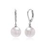 E463 10mm White Pearl Austrian Leverback Earrings