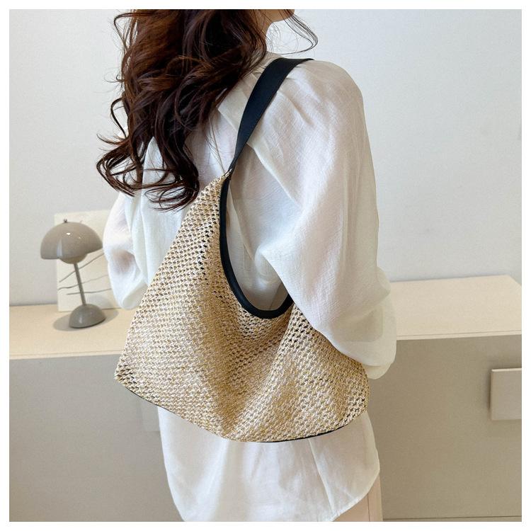 Woven Straw Tote Bag for Women Large Capacity Bucket Shoulder Handbag KTB
