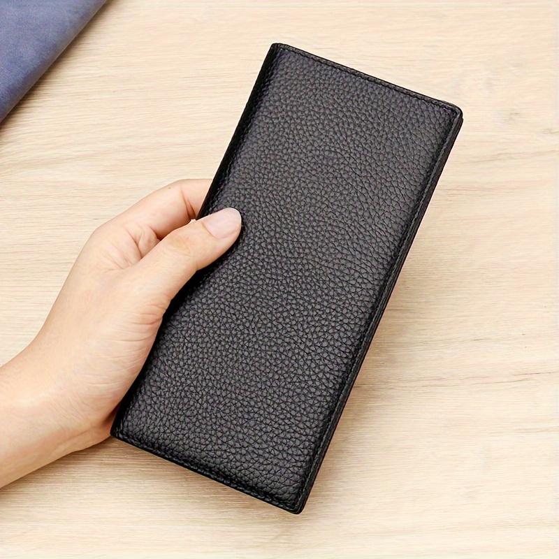 Fashion Men Wallet Genuine Leather Long Slim Bifold Card Holder Wallet Purse