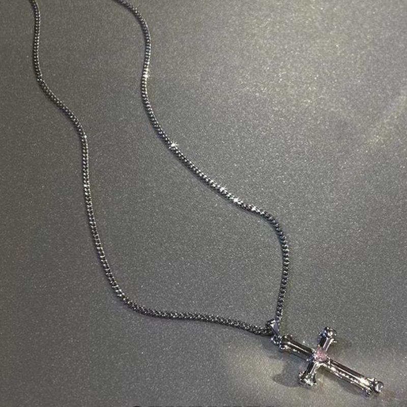 Женское блестящее сердце с цирконовым крестом, кулон, ожерелье, классическая простая унисекс, цепочка на ключицу, панк, хип-хоп, вечерние украшения