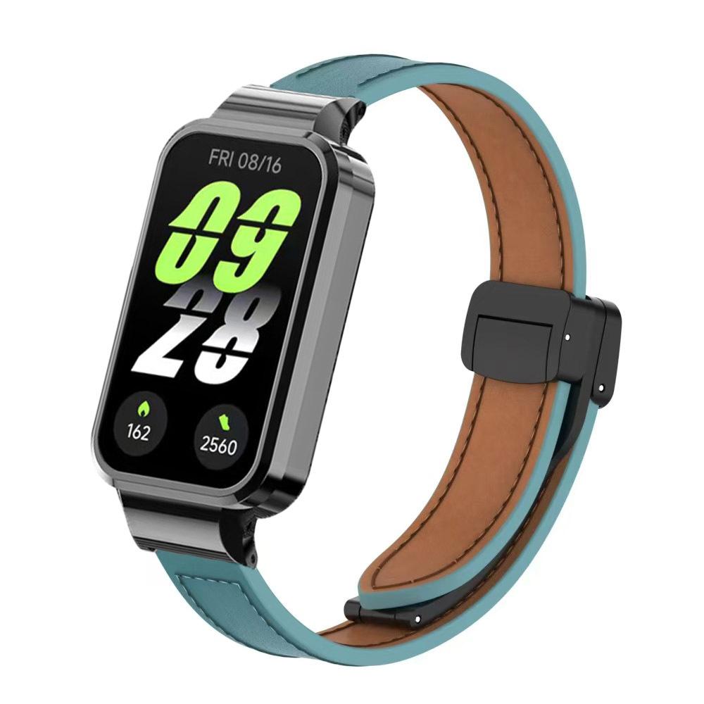 Для Xiaomi Smart Band 9 Active кожаный ремешок магнитная складная застежка для Redmi Band 3 металлический защитный чехол интегрированный ремешок