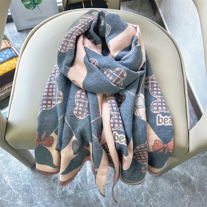 2024 Autumn/Winter New Imitation Cashmere Exterior Warm Office Versatile Extended Thick Scarf Air Conditioning Room Shawl for Women