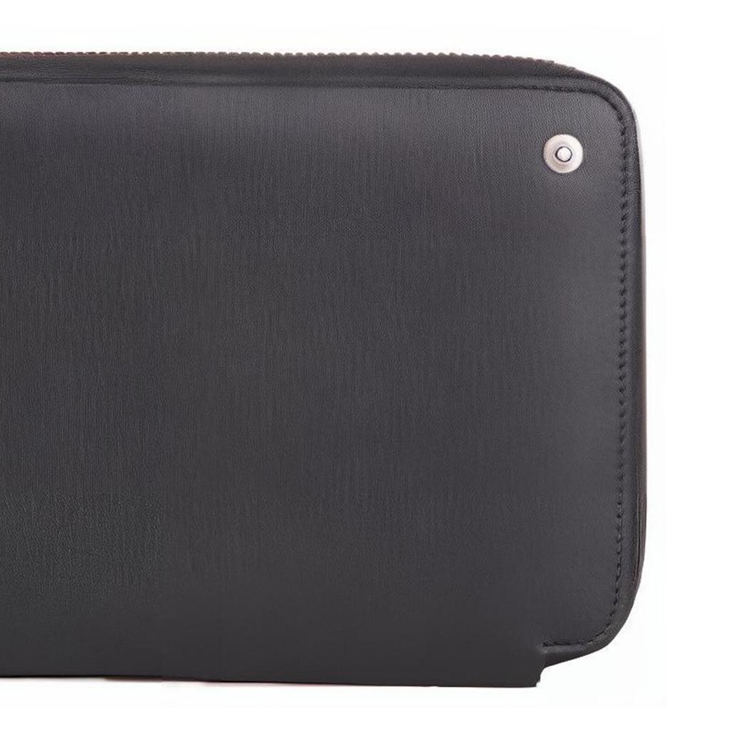 Montblanc Logo Solid Color Zipper Long Leather Wallet Men Wallet Black 107356